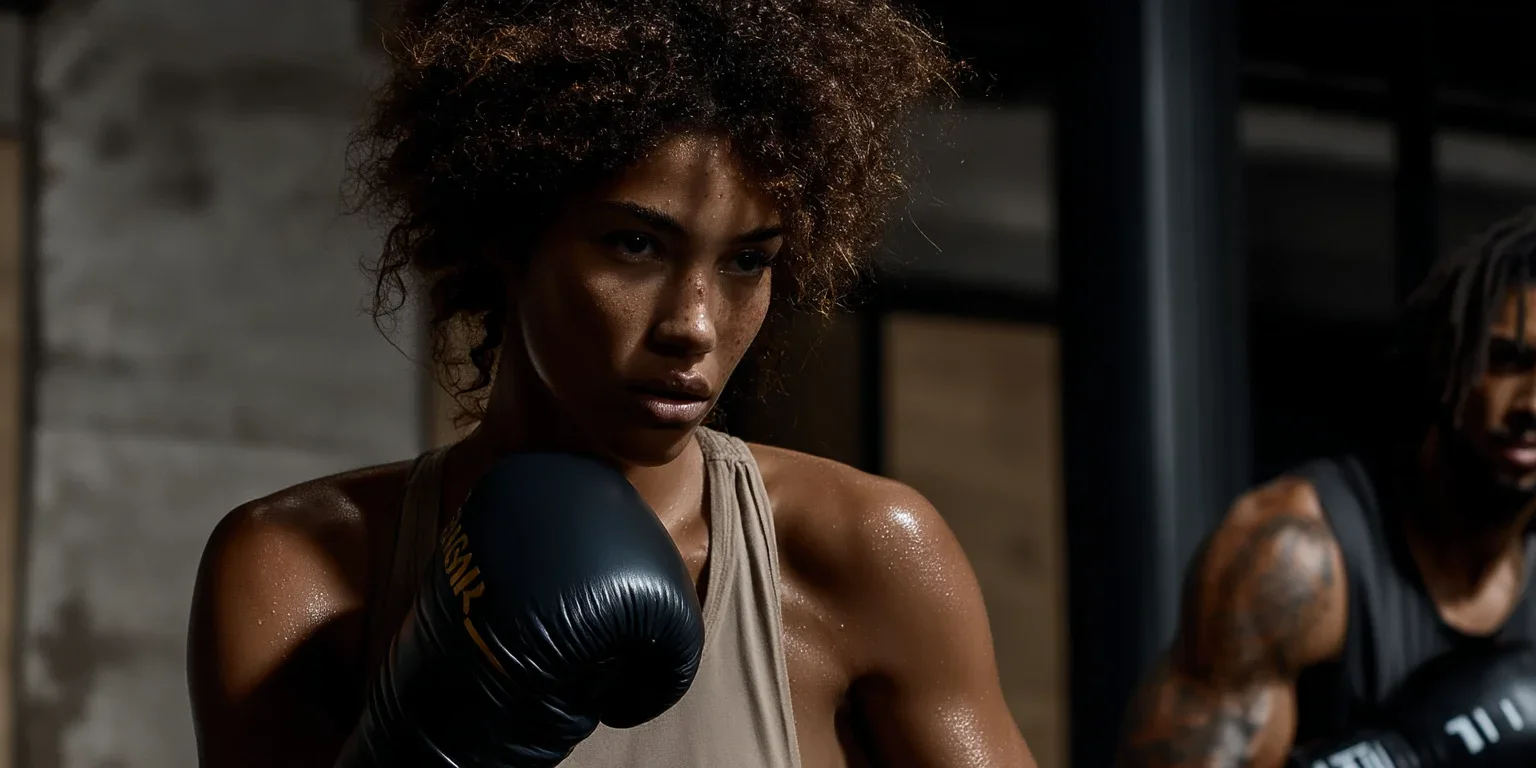 Femme en cours de boxe anglaise collectif au studio 11ème Round, Paris 11e